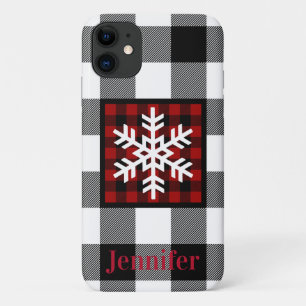 Red, Black, White Buffalo Plaid, Snowflake Case-Mate iPhone Case