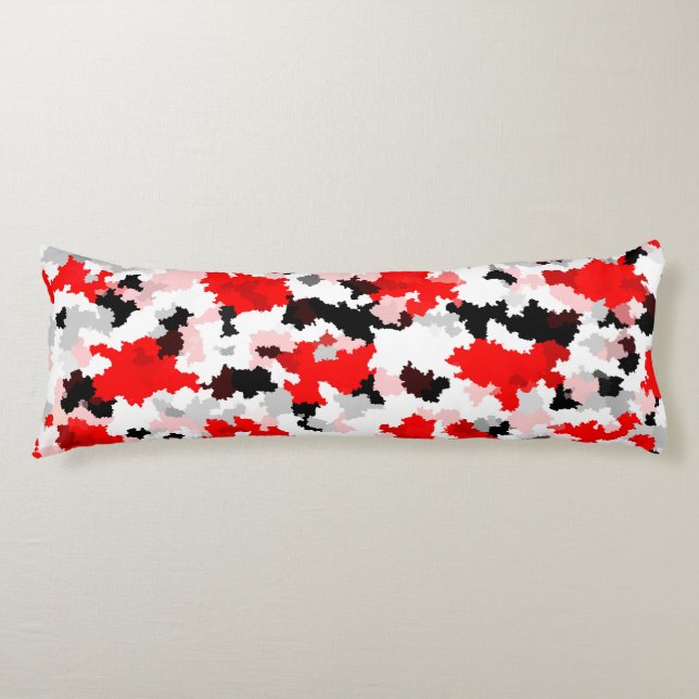Red Black White Camo Abstract Design  Body Cushion (Front)