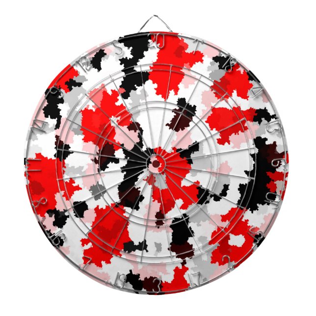Red Black White Camo Abstract Design  Dartboard (Front)