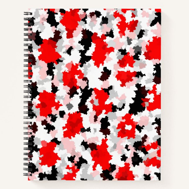 Red Black White Camo Abstract Design  Notebook (Front)
