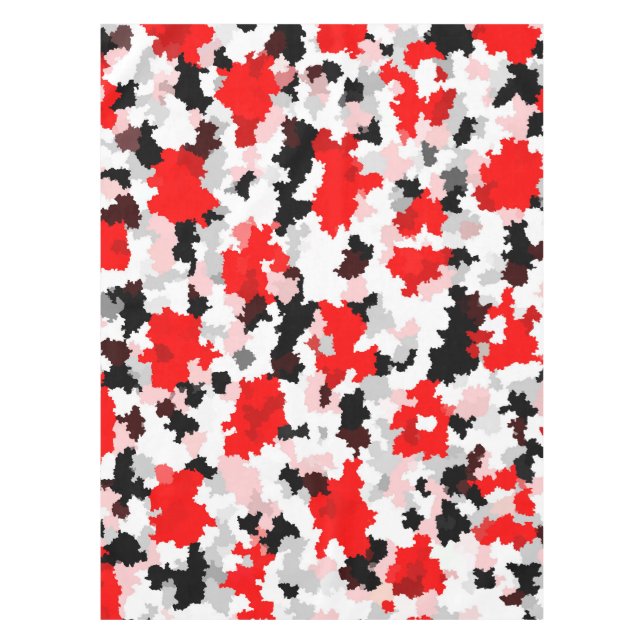 Red Black White Camo Abstract Design  Tablecloth (Front)