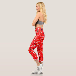 Red Black White Capri Leggings