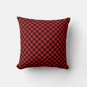 Red, Black & White Checked Pattern Designed Pillow