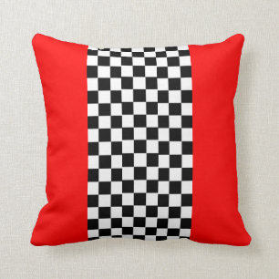 Red Black White Checkers Pillow