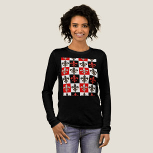 Red Black White Chequered Fleur-de-lis Design Tri-Blend Shirt