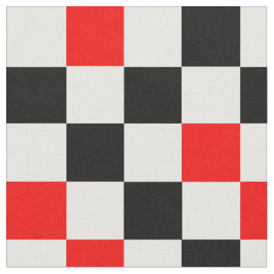 Red Black White Chequered Pattern Design  Fabric