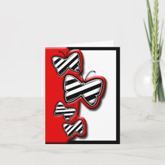 Red Black & White Chic Butterfly notecards