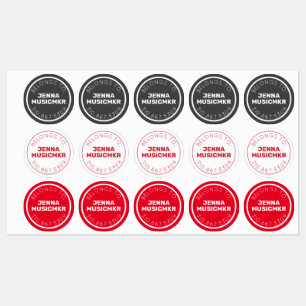 Red Black White Circle Adhesive / Waterproof Label