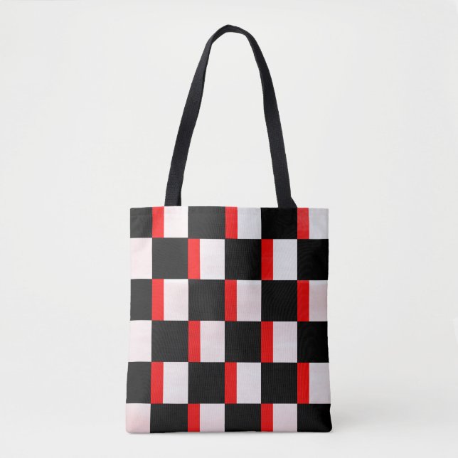 Red Black White Colour Block Art Tote (Front)