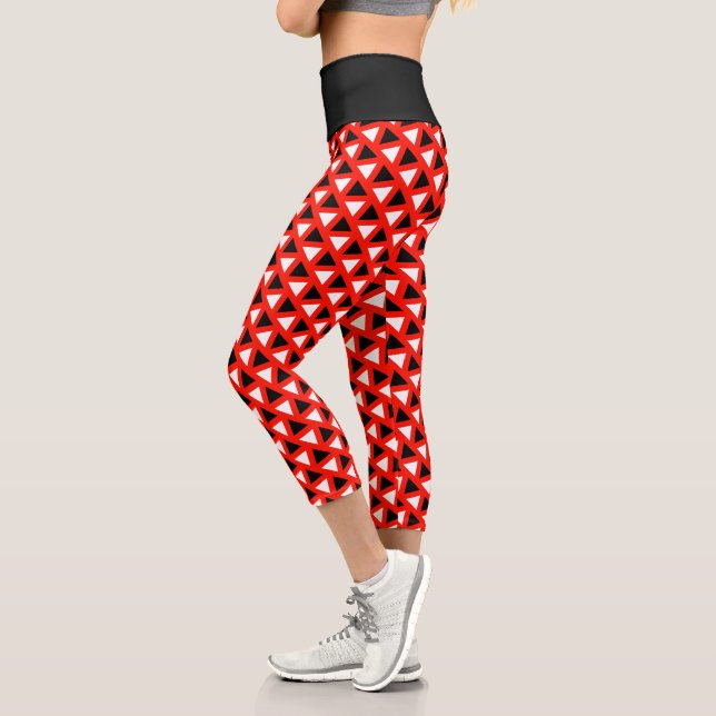 Red Black White Colourful High Waisted Capris (Left)