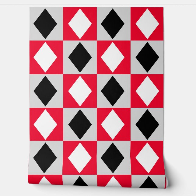  Red Black White Diamond Rhombus  Wallpaper (Unrolling)