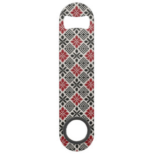 Red Black White Geometric Keffiyeh Folk Pattern