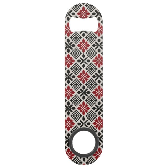 Red Black White Geometric Keffiyeh Folk Pattern (Front)