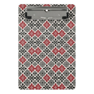 Red Black White Geometric Keffiyeh Folk Pattern Mini Clipboard
