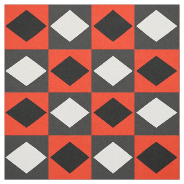 Red Black White Geometric Rhombus Diamond Fabric (Swatch)