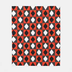 Red Black White Geometric Rhombus Diamond Fleece Blanket