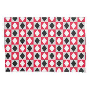 Red Black White Geometric Rhombus Diamond Pillowcase