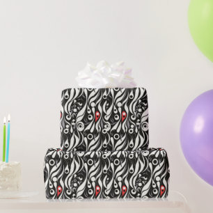 Red Black White Geometrics Abstract Wrapping Paper