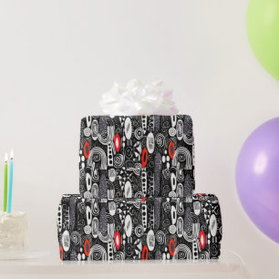 Red Black White Geometrics Abstract Wrapping Paper