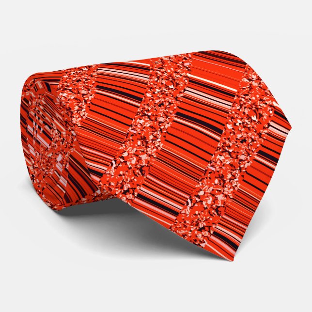 Red Black White Glitter and Stripes Fleece Blanket Tie (Rolled)