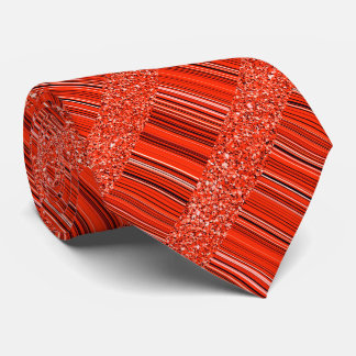 Red Black White Glitter and Stripes Tie