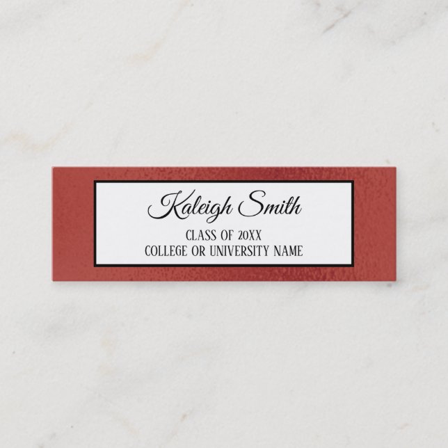 Red Black White Graduation Insert Name Card (Front)