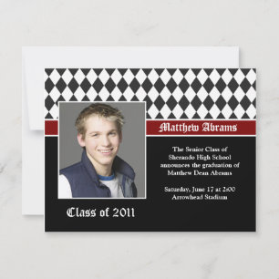 Red Black White Graduation Invitation