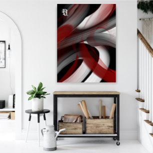 Red Black White Gray Abstract  Canvas Print