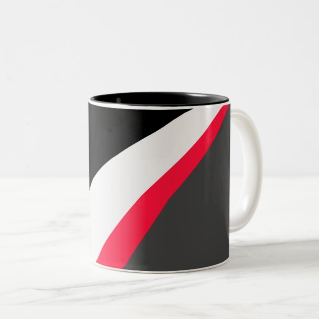 Red Black White Grey Pattern Two-Tone Coffee Mug (Front Right)