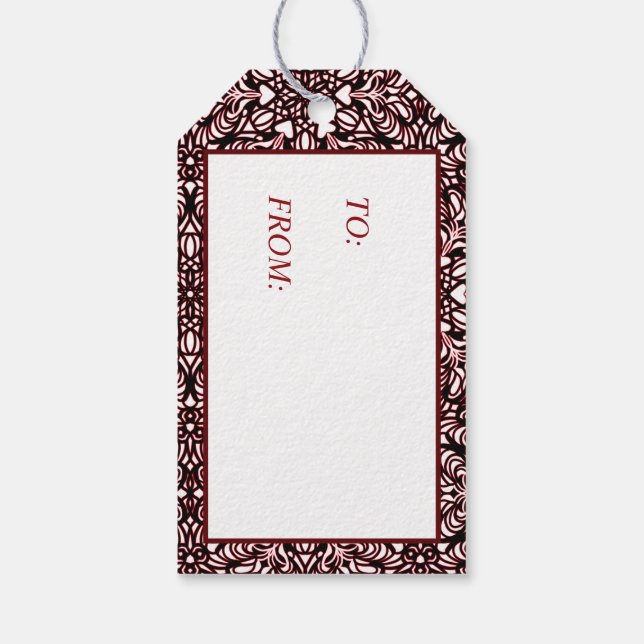 Red, Black, White Hearts  Gift Tags (Back)