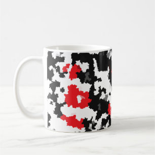 Red Black White Irregular Abstract Design Coffee Mug