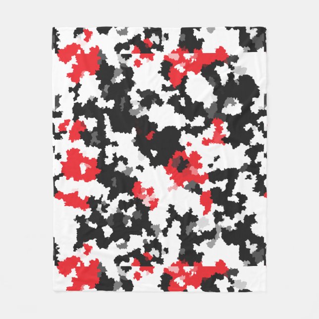 Red Black White Irregular Abstract Design  Fleece Blanket (Front)