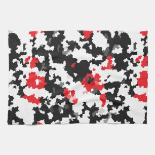 Red Black White Irregular Abstract Design  Tea Towel
