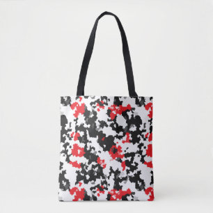Red Black White Irregular Abstract Design  Tote Bag