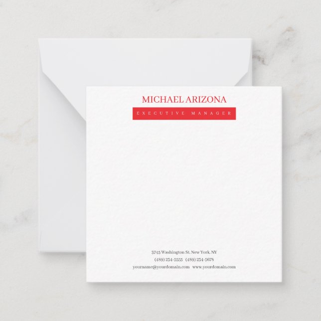 Red Black & White Minimalist Simple Plain Modern Card (Front)