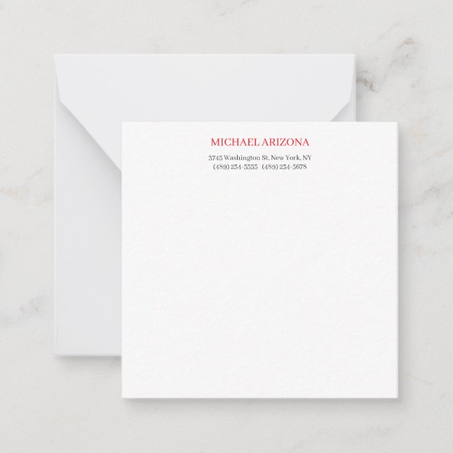 Red Black & White Minimalist Simple Plain Modern Card (Front)