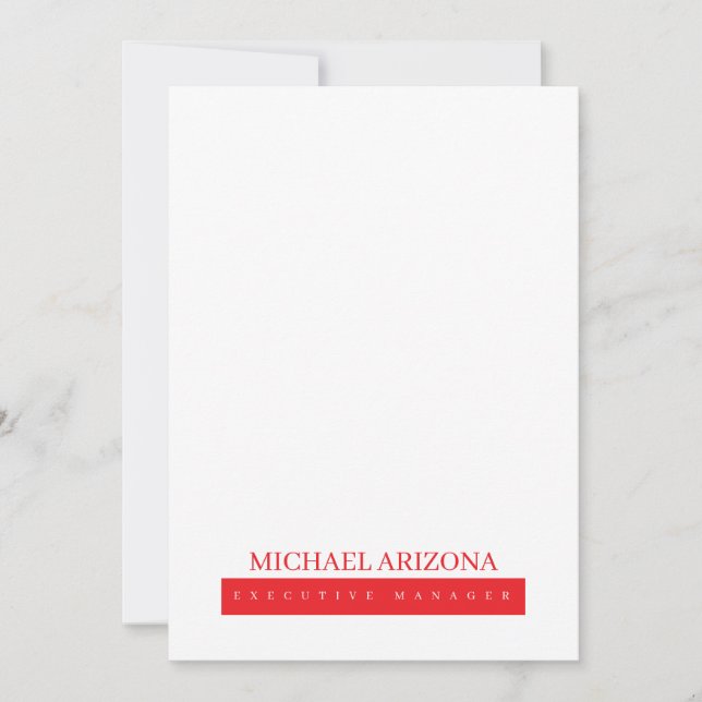 Red Black & White Minimalist Simple Plain Modern Card (Front)