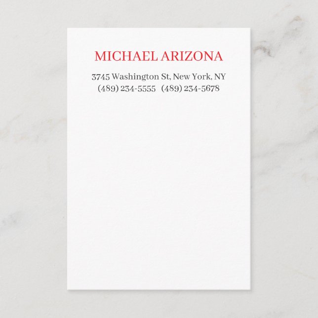 Red Black & White Minimalist Simple Plain Modern Enclosure Card (Front)