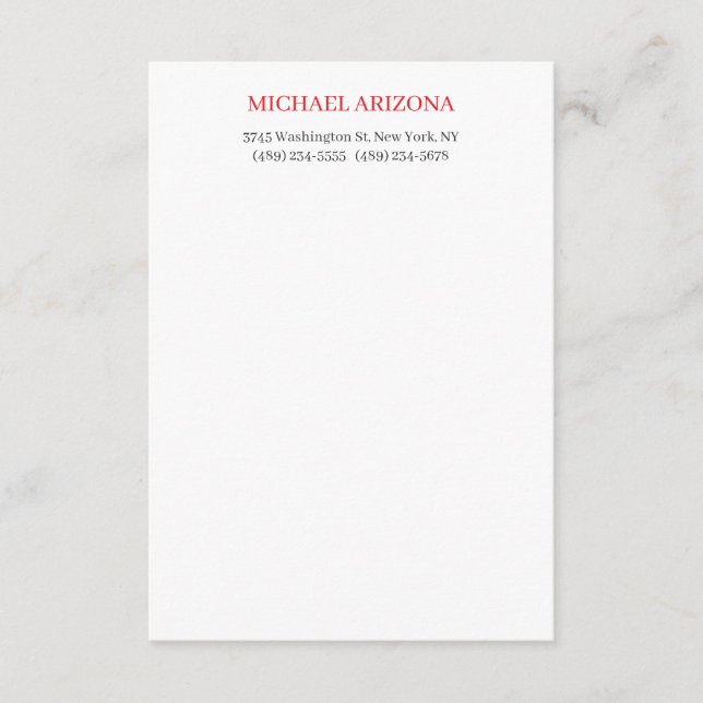 Red Black & White Minimalist Simple Plain Modern Enclosure Card (Front)