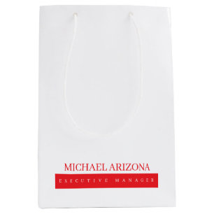 Red Black & White Minimalist Simple Plain Modern Medium Gift Bag