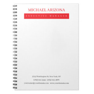 Red Black & White Minimalist Simple Plain Modern Notebook