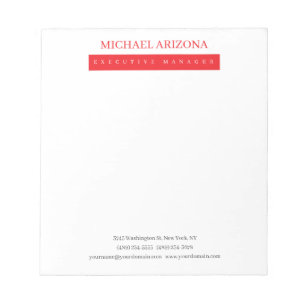 Red Black & White Minimalist Simple Plain Modern Notepad