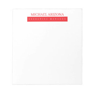 Red Black & White Minimalist Simple Plain Modern Notepad