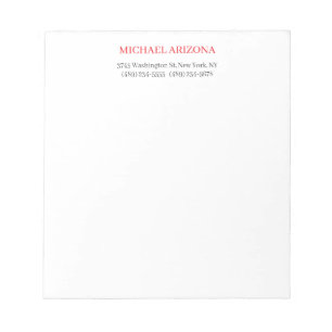 Red Black & White Minimalist Simple Plain Modern Notepad