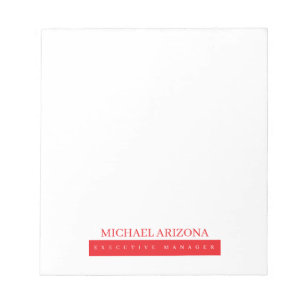 Red Black & White Minimalist Simple Plain Modern Notepad