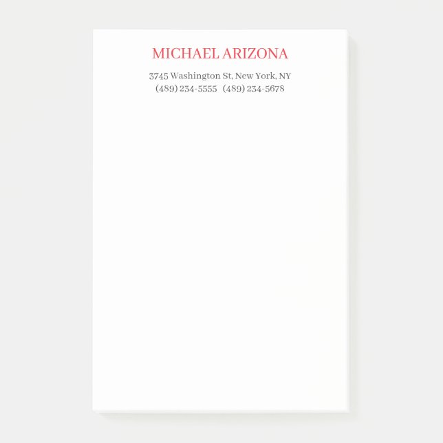 Red Black & White Minimalist Simple Plain Modern Post-it Notes (Front)