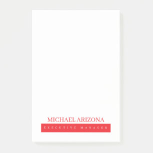 Red Black & White Minimalist Simple Plain Modern Post-it Notes
