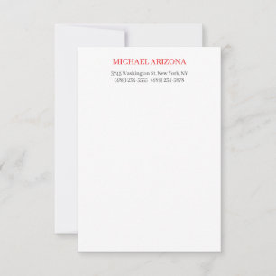 Red Black & White Minimalist Simple Plain Modern RSVP Card