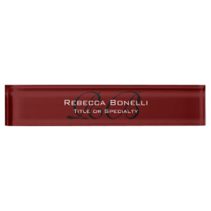  Red Black White Monogram Minimalist Plain Nameplate