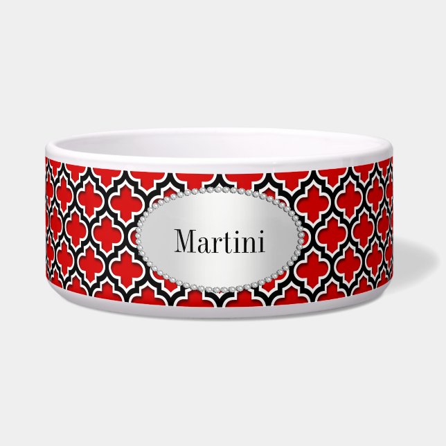 Red Black White Moroccan Quatrefoil Pattern #5DS (Front)